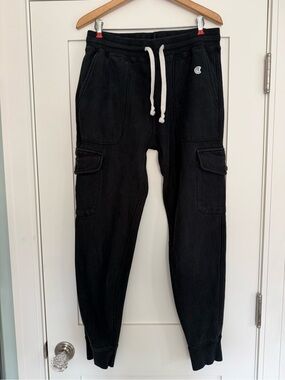 Champion X Todd Snyder Black Cargo Joggers with White Drawstring Men’s Medium